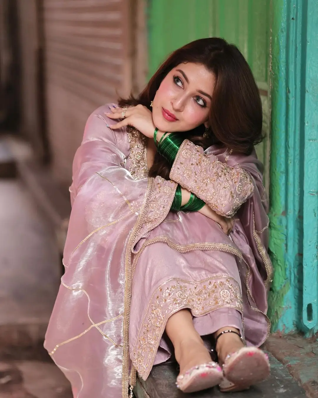 Sonarika Bhadoria Wearing Indian Traditional Pink Gown